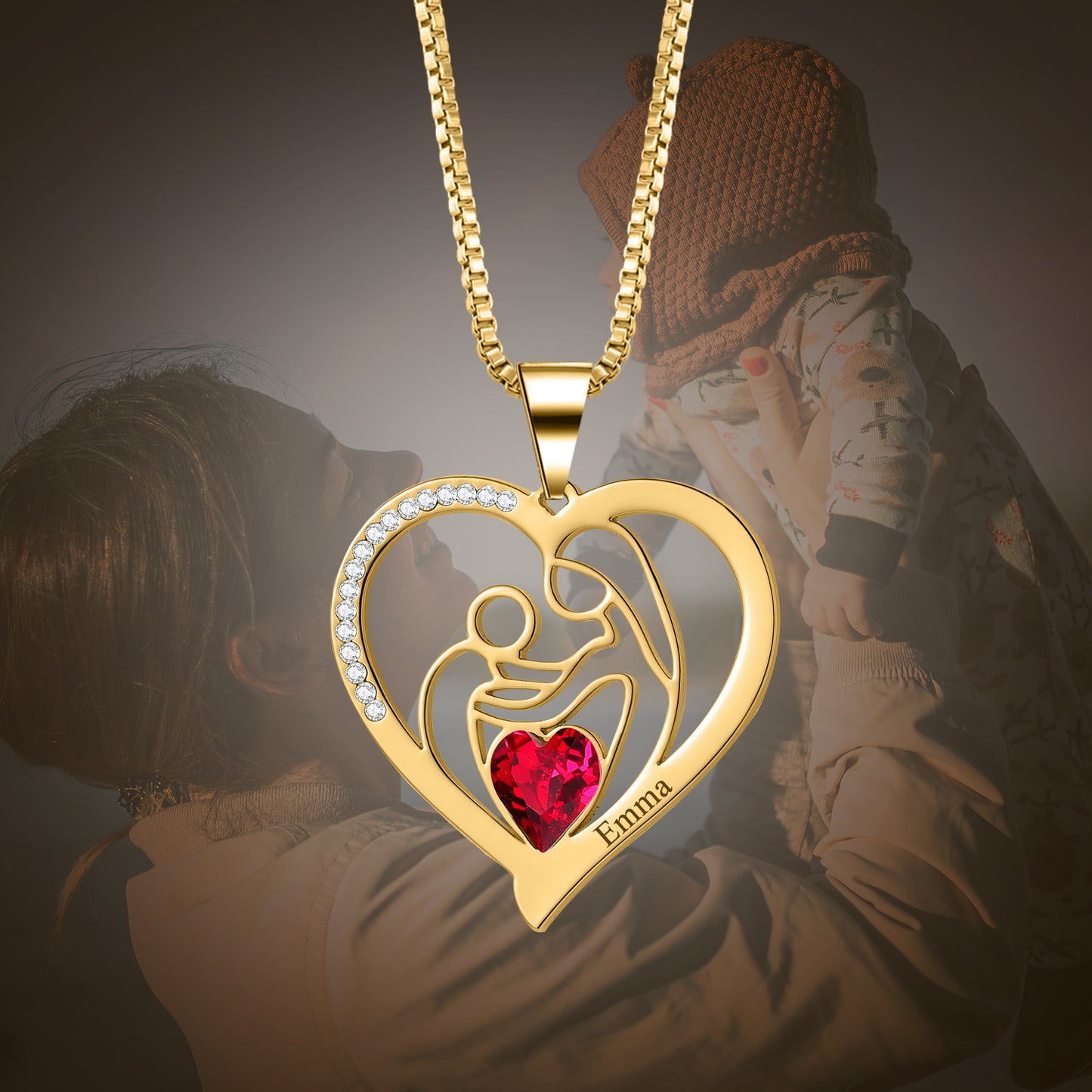 Collier pierre de naissance bébé maman QN686