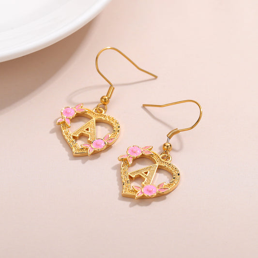 Heart Flower Initial Letter Ring ME1841