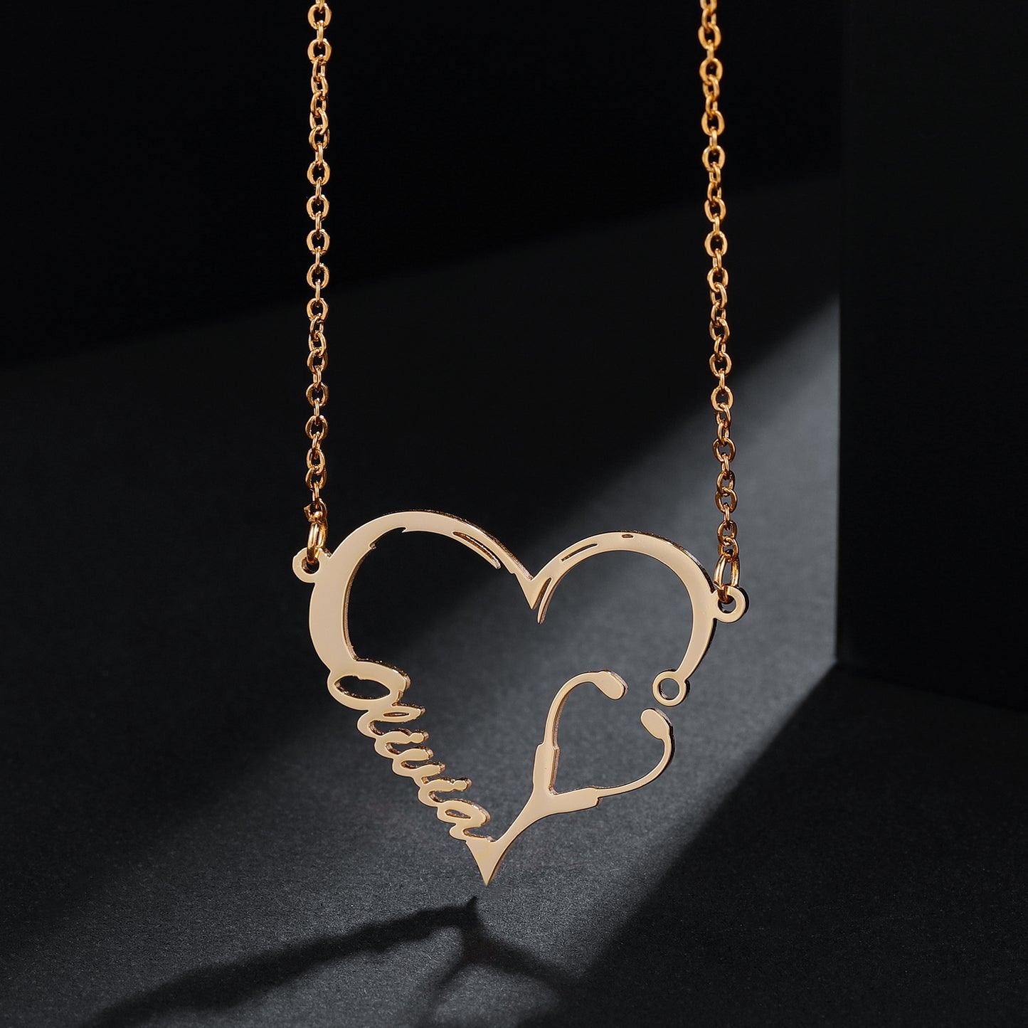 Stethoscope Heart Name Necklace QN567