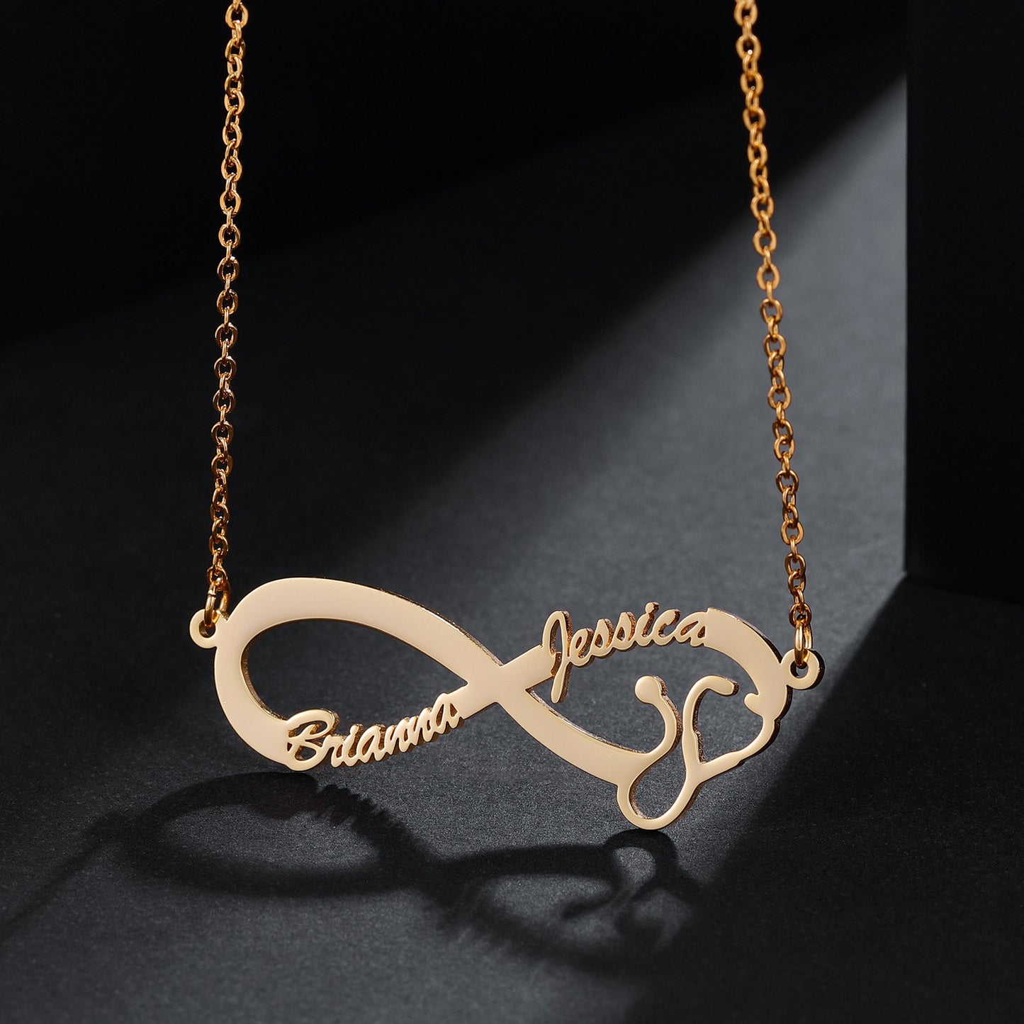 Stethoscope Infinite loop Name Necklace QN569