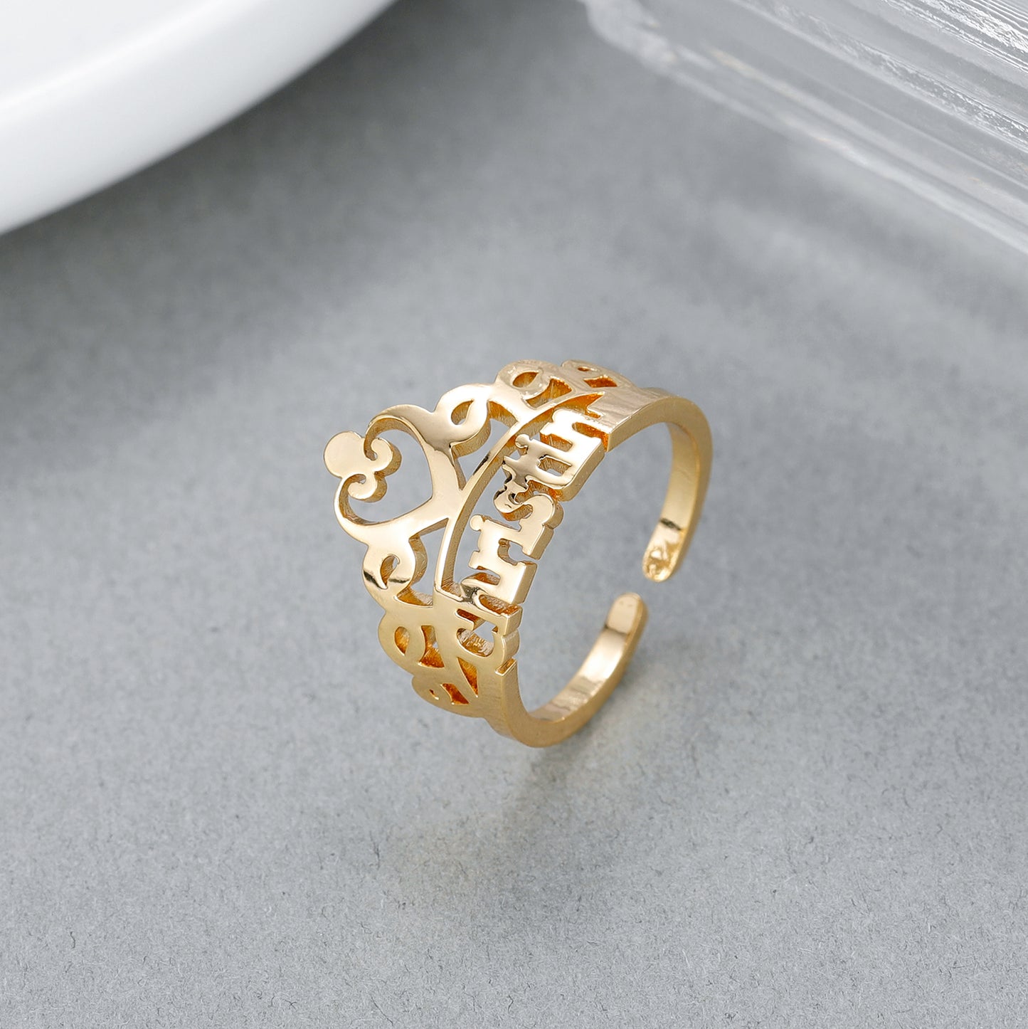 Customize Crown Name Ring QR515