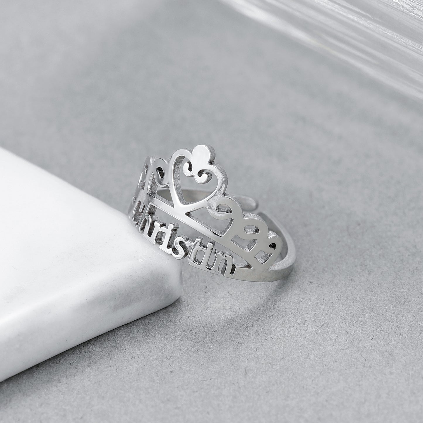 Customize Crown Name Ring QR515