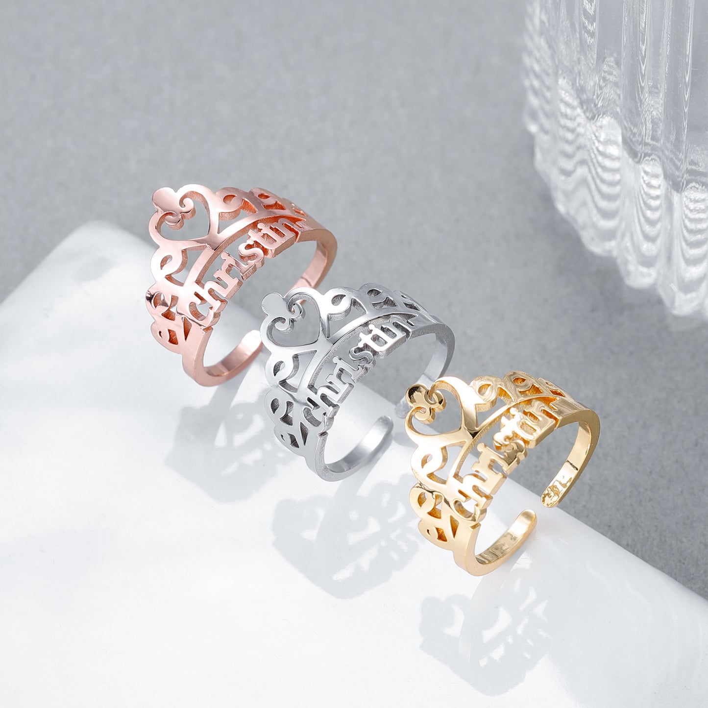 Customize Crown Name Ring QR515