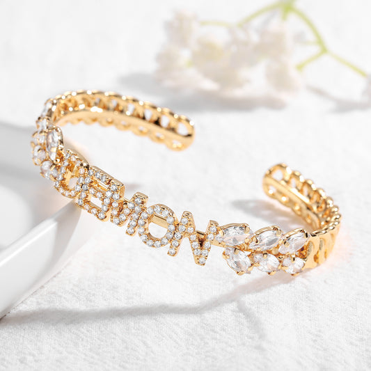 Zircon Name Bracelet Customized Crystal Letter Bracelets QB336