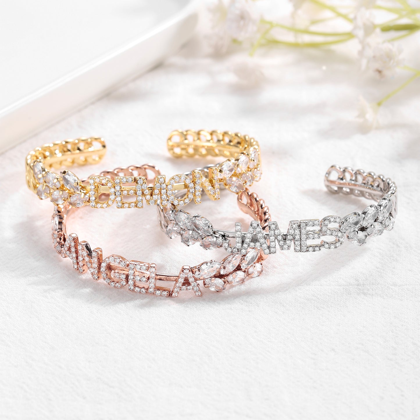 Zircon Name Bracelet Customized Crystal Letter Bracelets QB336