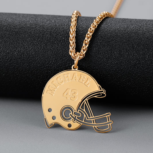 Customized Name Necklace With Football Helme QN327