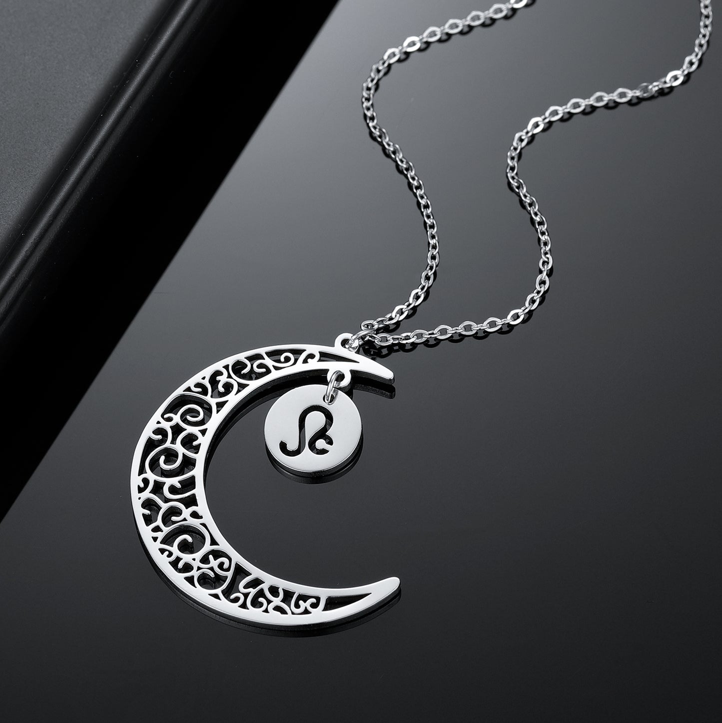 Constellation Hollow Moon Name Necklace QN478