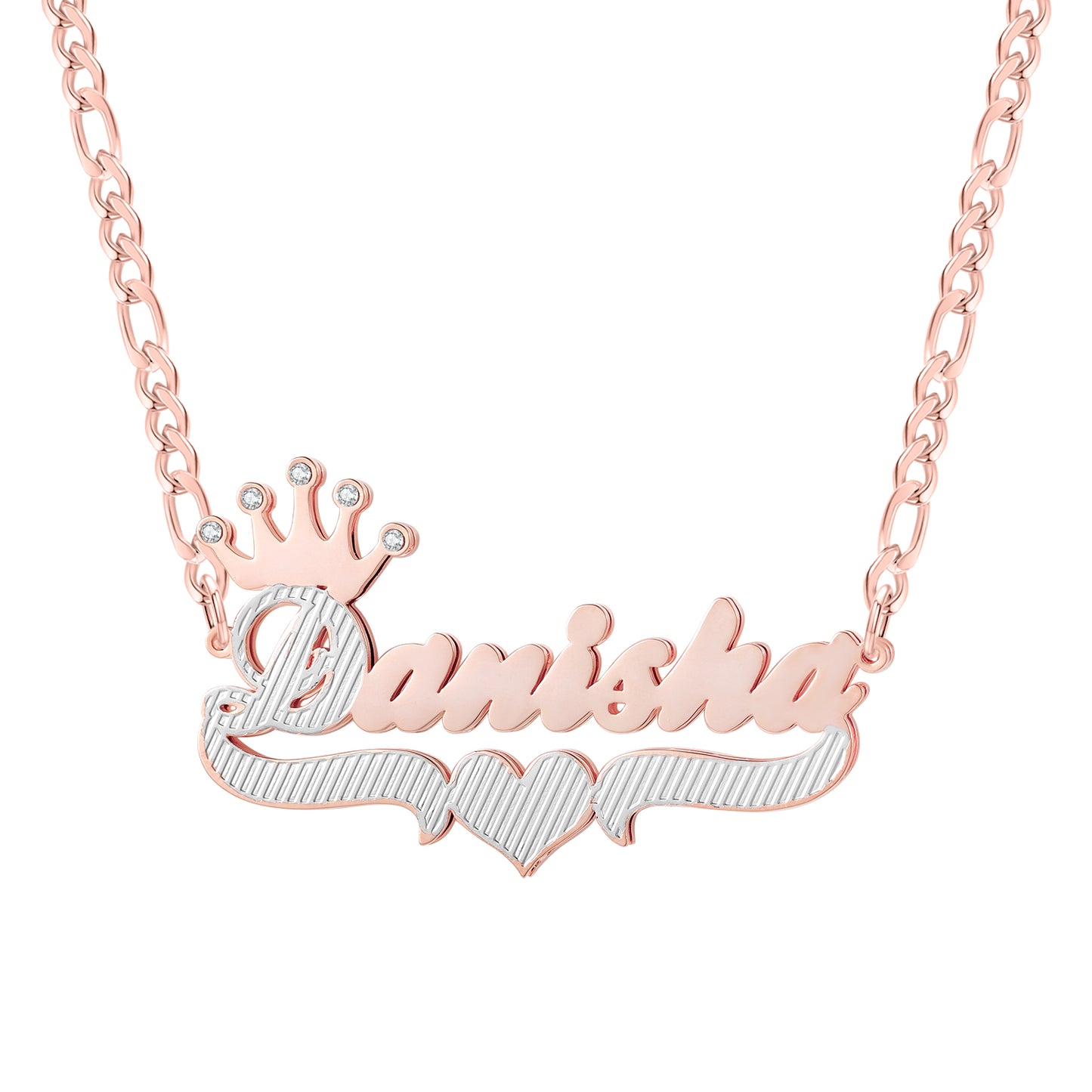 Crown Double Name Plate Necklace QN348-F11