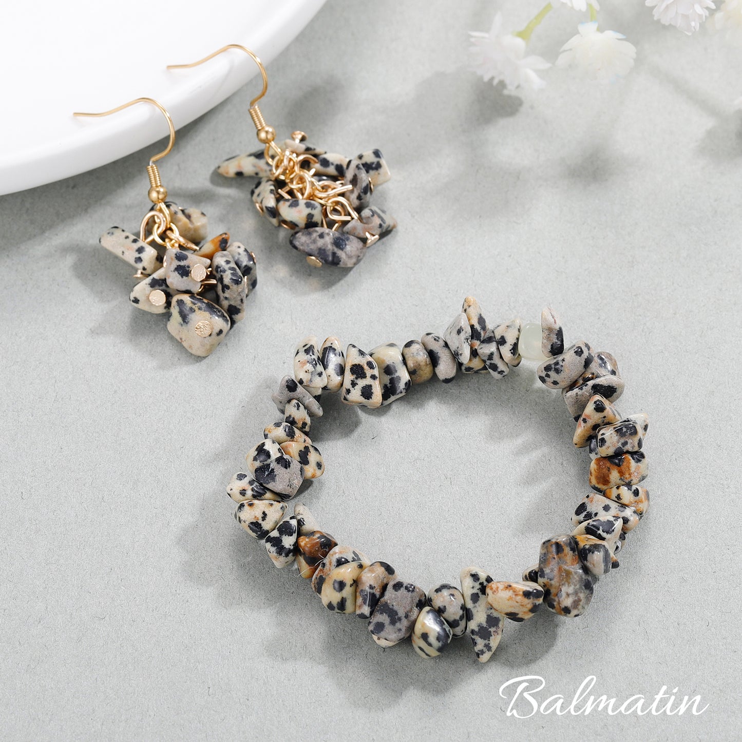 Natural Balmatin Bracelet Earrings SS444