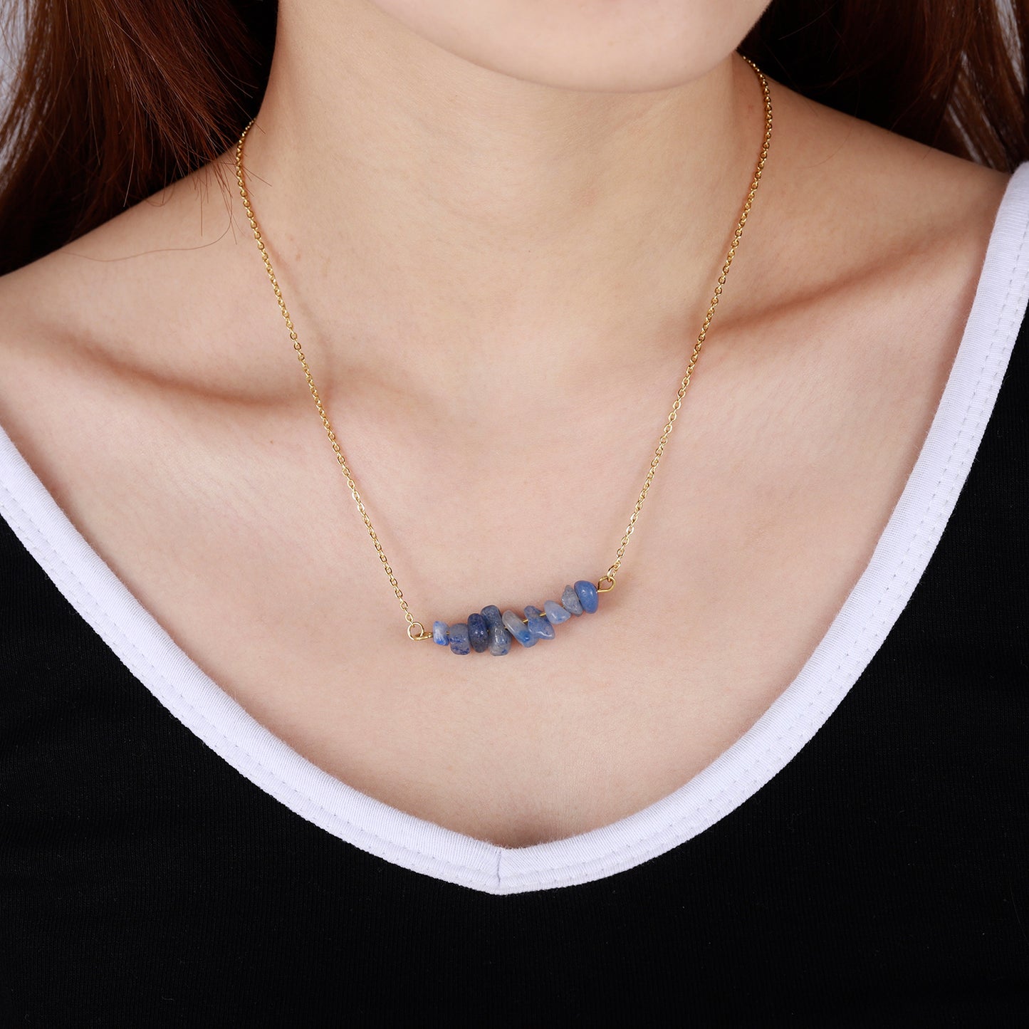 Raw Blue Aventurine Necklace Earring Bracelet SS438