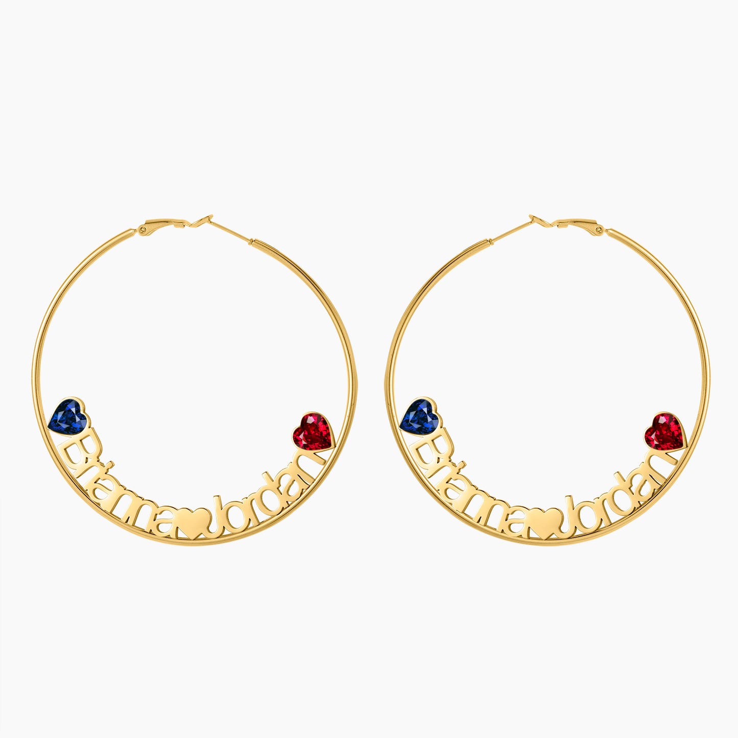 Heart Birthstone Hoop Name Earring QE488