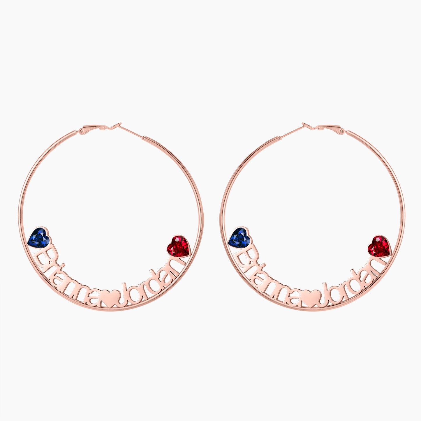 Heart Birthstone Hoop Name Earring QE488