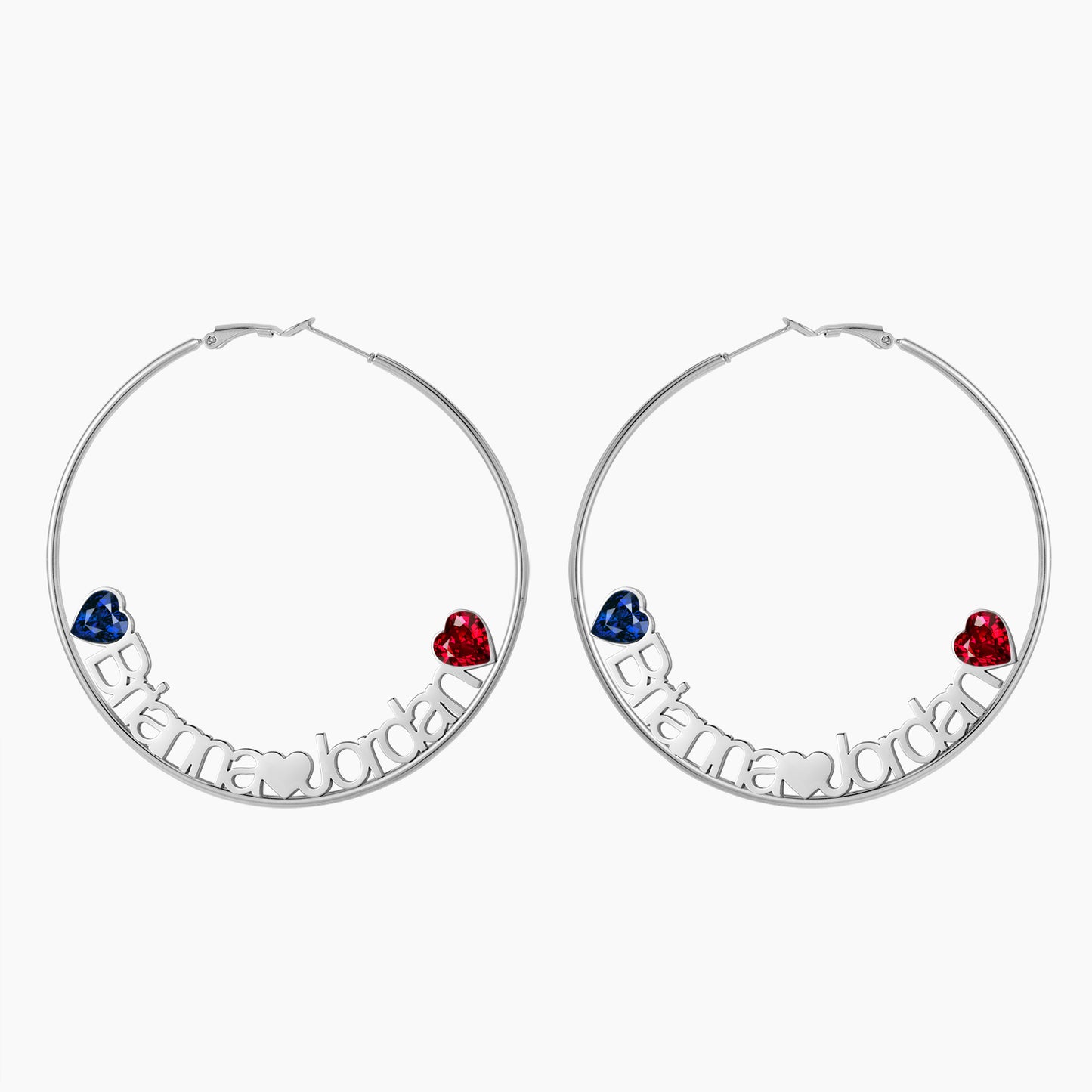 Heart Birthstone Hoop Name Earring QE488