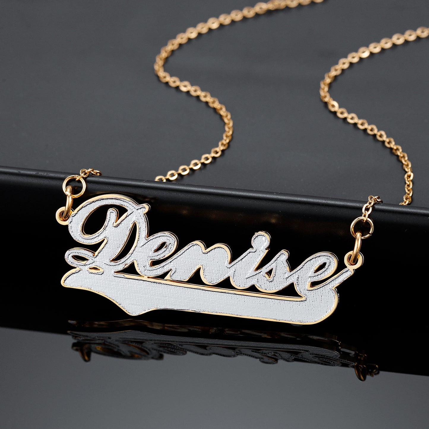 Double Gold Name Necklace QN352-F15