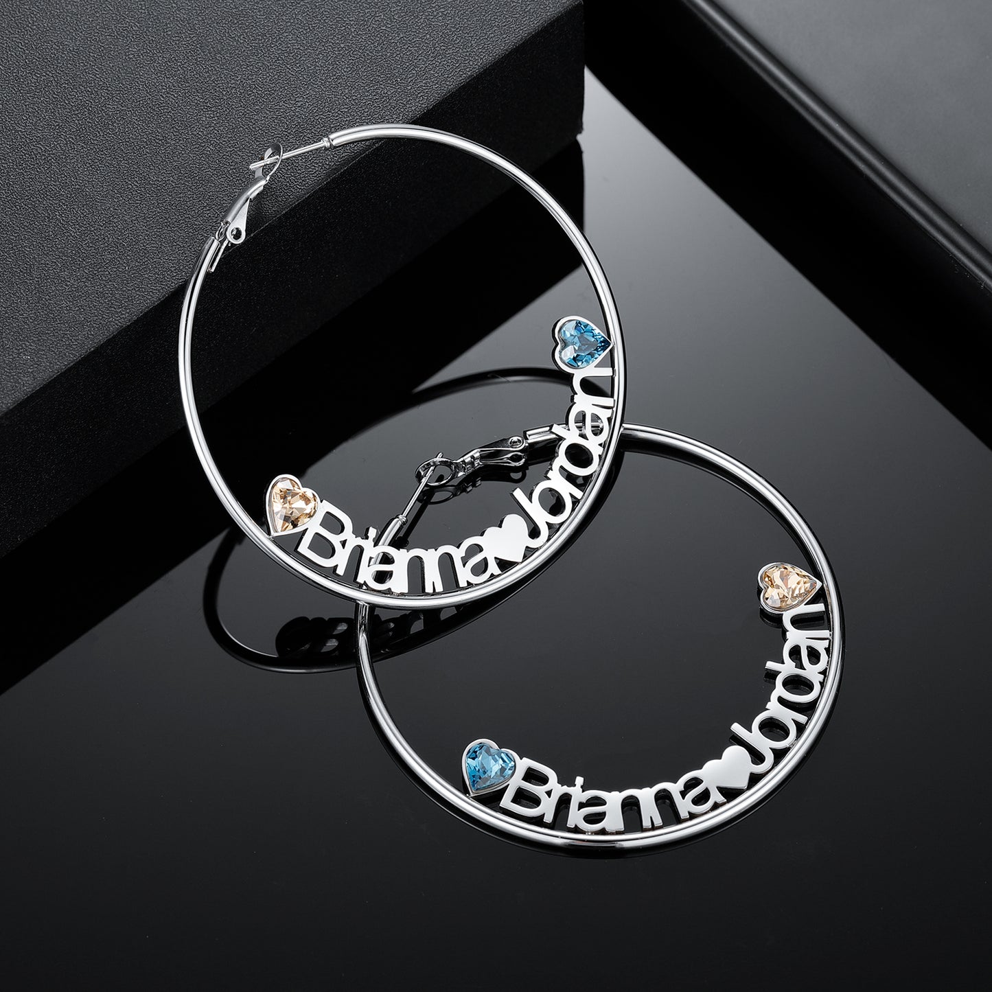 Heart Birthstone Hoop Name Earring QE488