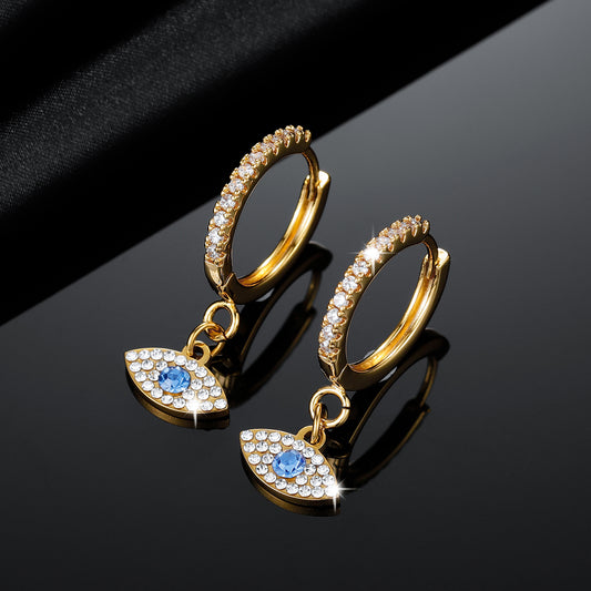 Ice Out Evil Eye Earrings QE493