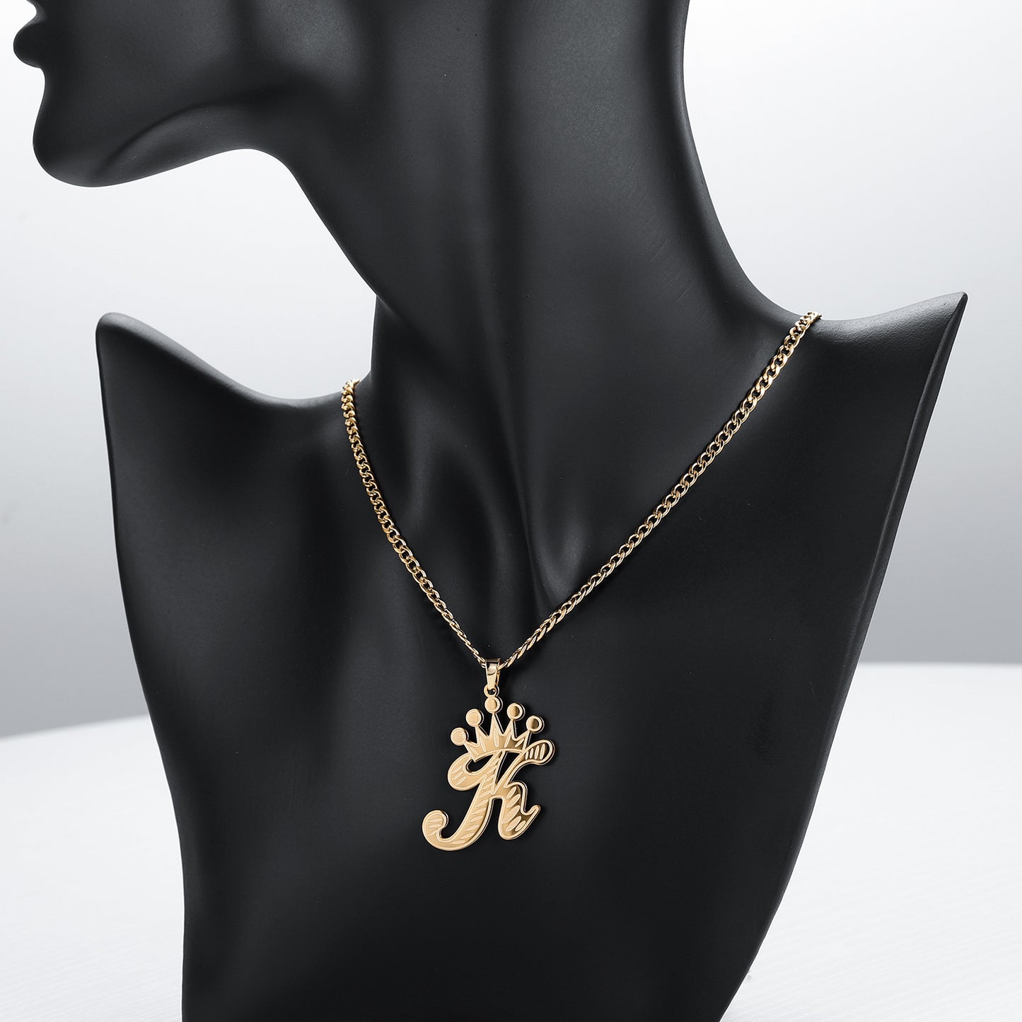 Crown Initial Letter Necklace QN615