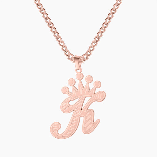 Crown Initial Letter Necklace QN615