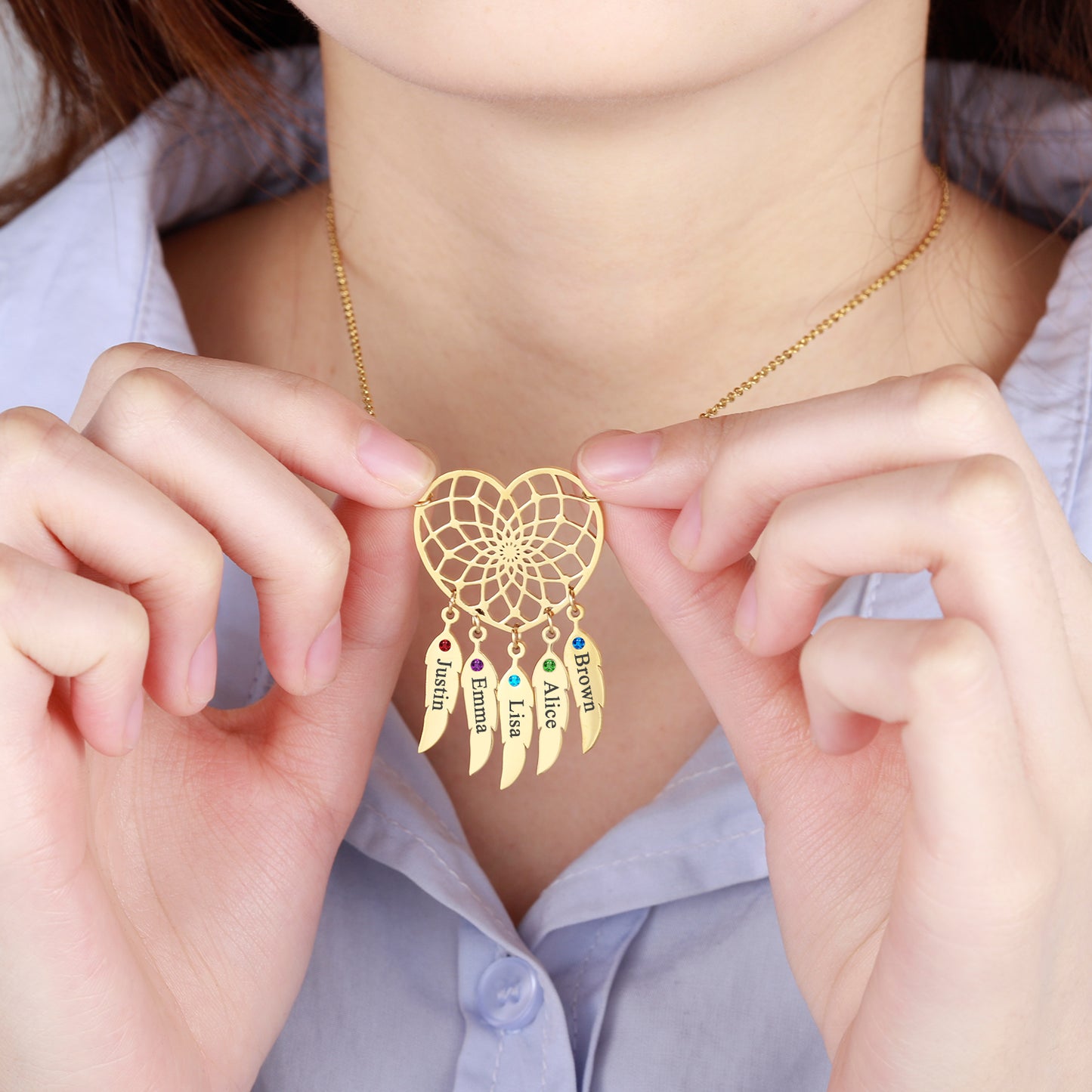 Birthstone Personalized Heart Name Chain QN337