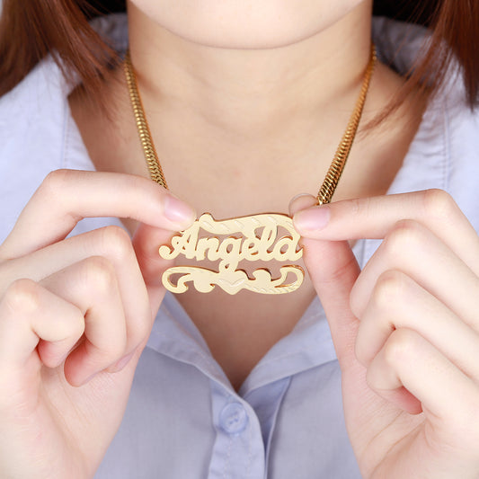 3D Double Layer Name Necklace QN349-F01