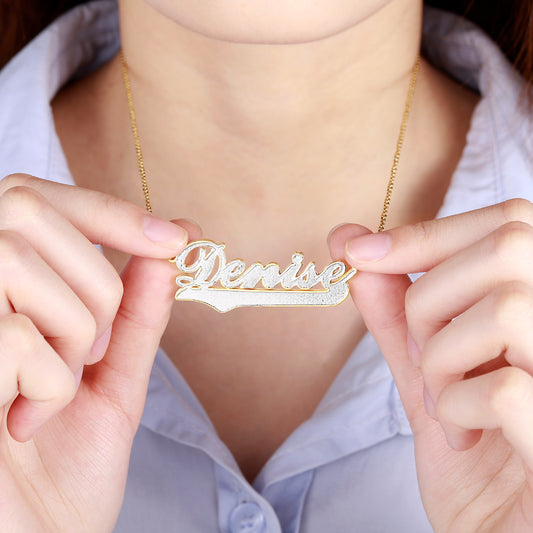 Double Gold Name Necklace QN350-F15