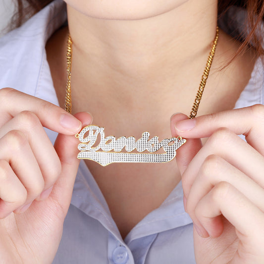Double Gold Name Necklace QN352-F15