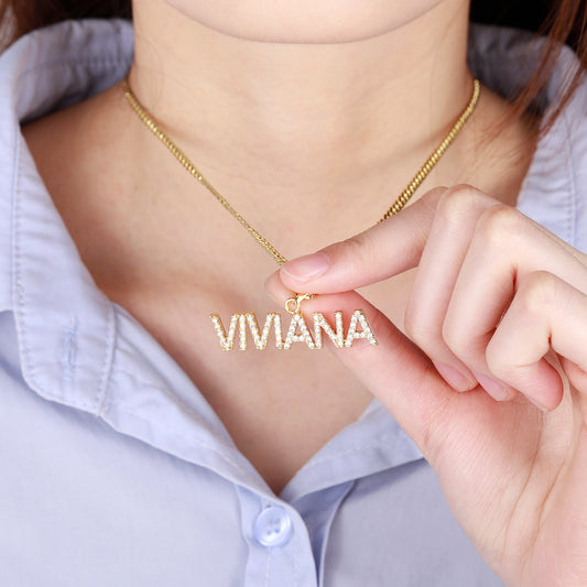 Customized Zircon Letter Necklace QN20342