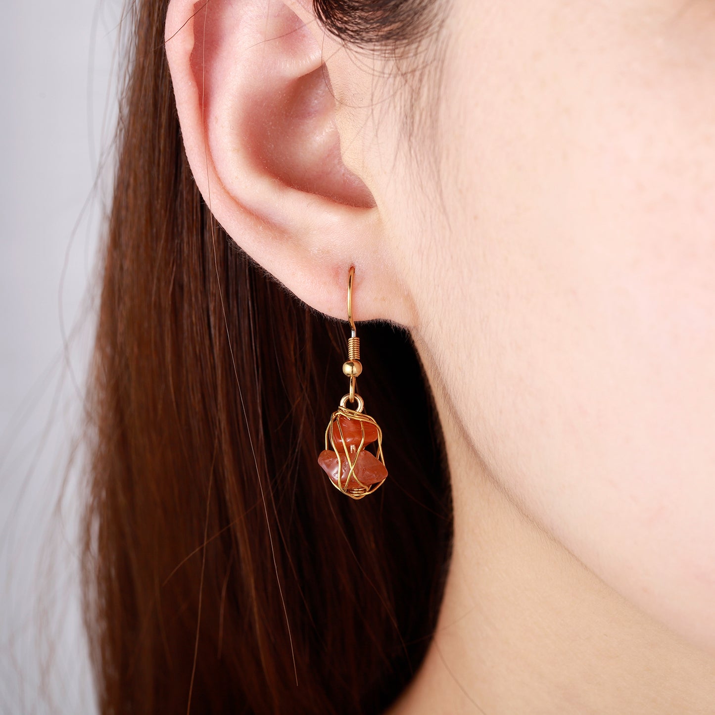 Carnelian Stone Earring Bracelet SS446
