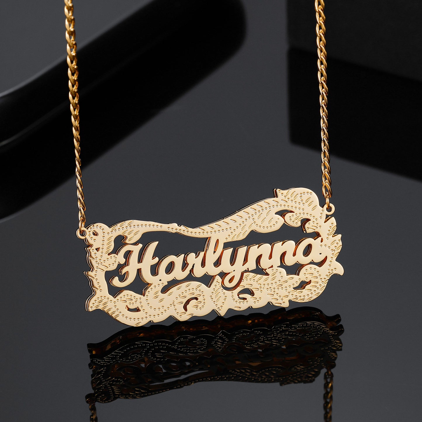 Wreath Double Name 3D Necklace QN516