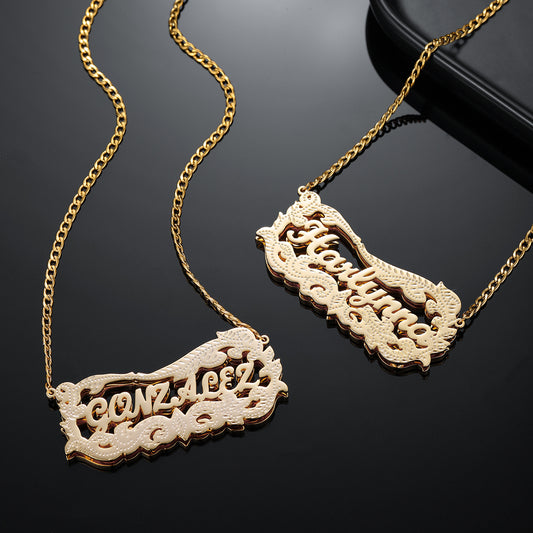 Wreath Double Name 3D Necklace QN516