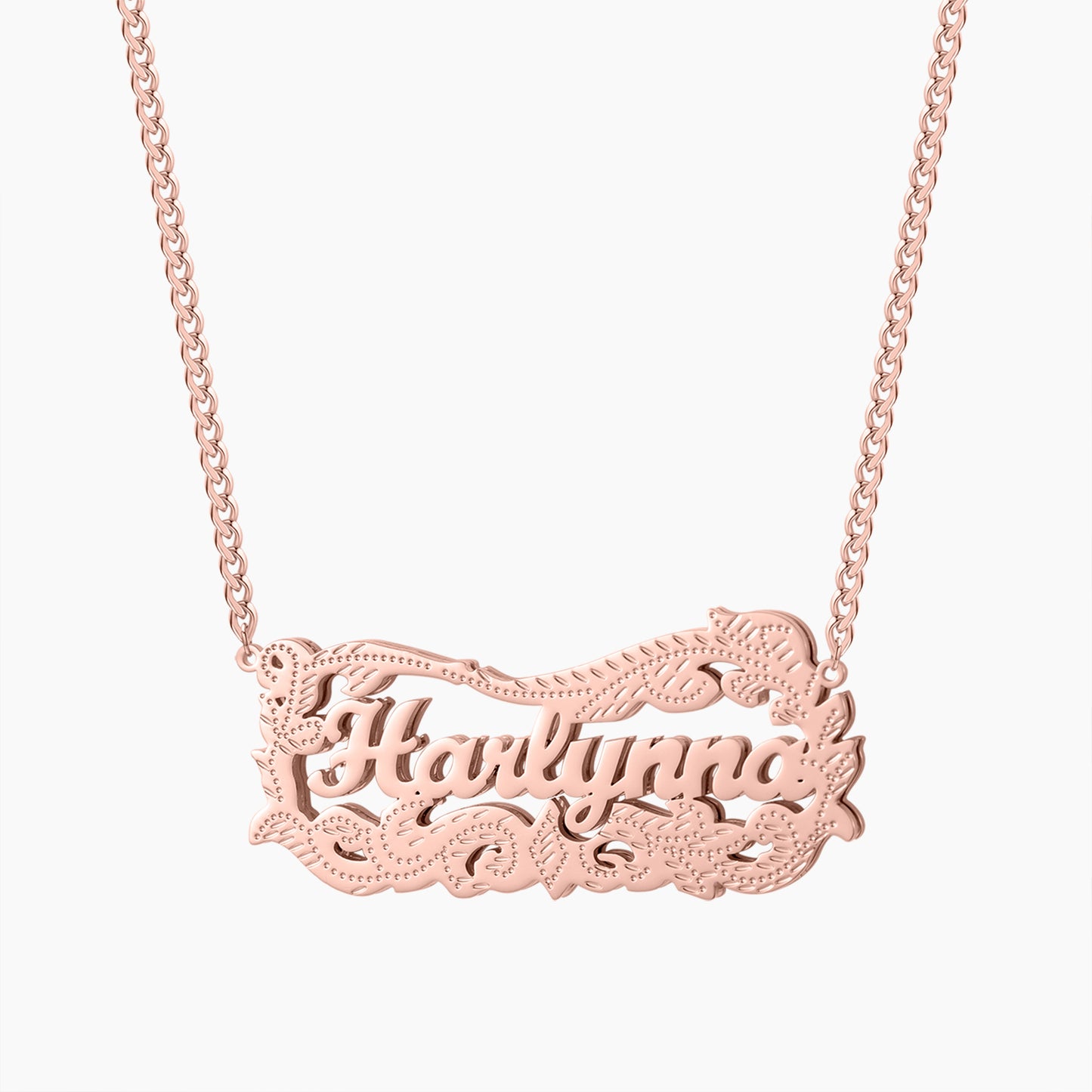 Wreath Double Name 3D Necklace QN516