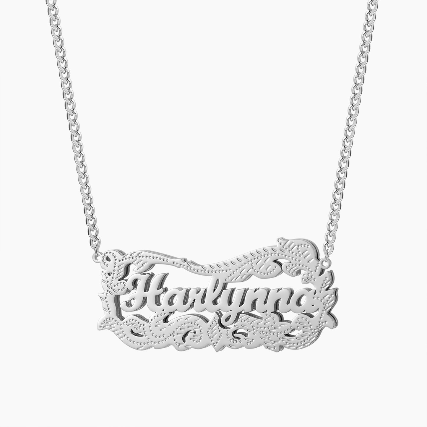 Wreath Double Name 3D Necklace QN516