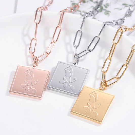 Pendentif fleur de rose rétro SN325-1