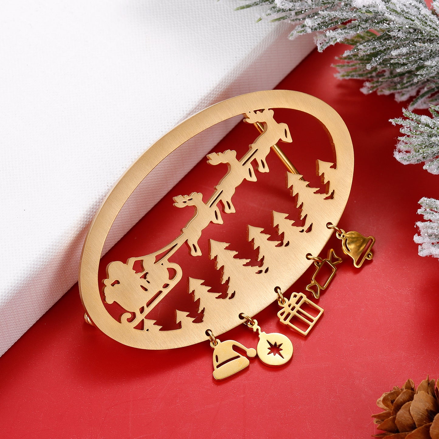 Christmas Santa Elk Belt Buckle