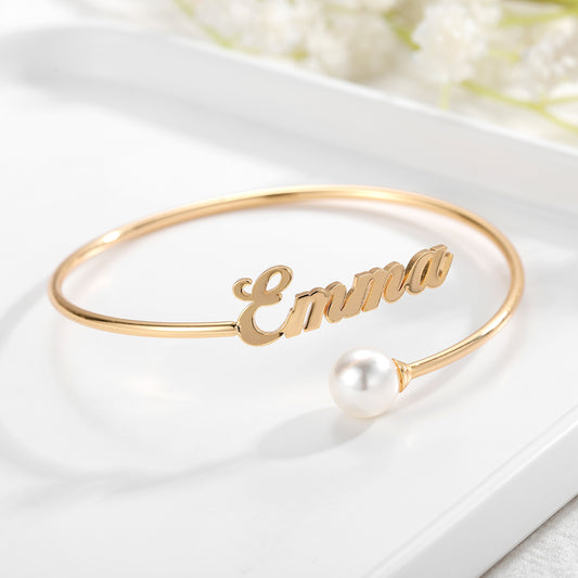 Pearl Bangle Personalized Stainless Steel Nameplate  QB331