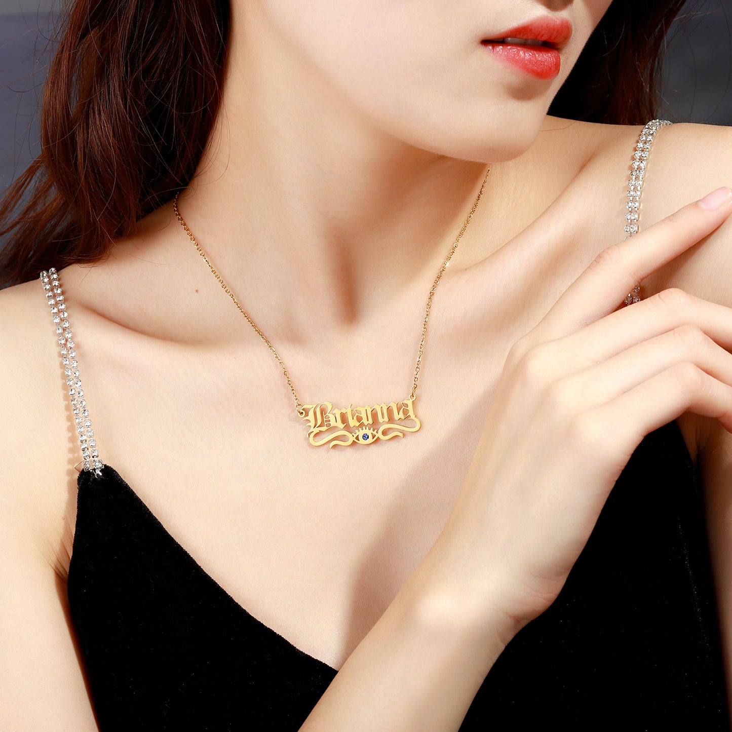 Old English Demon Eye Necklace QN463-F08