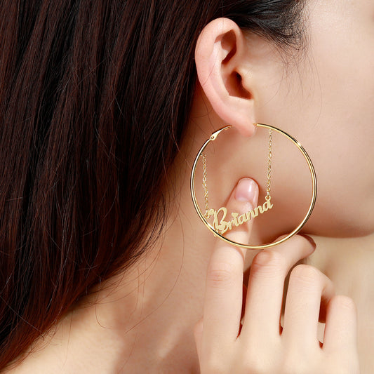 Hanging Name Hoop Earring QE489