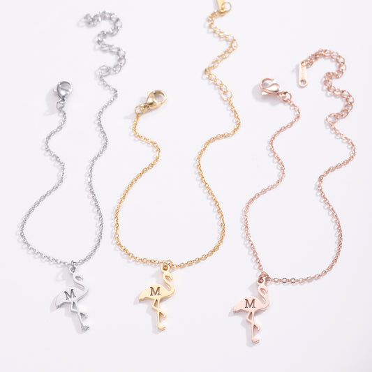 Bracelet/Collier Lettres Flamingo Pour Femme QB329 QN323