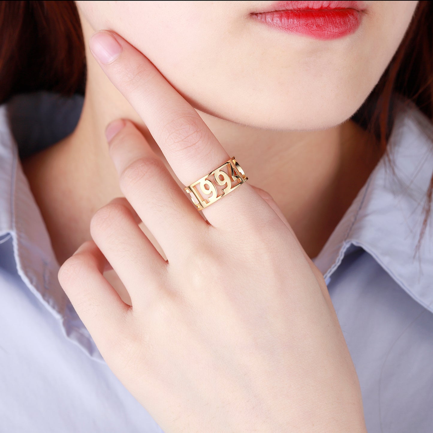 Hollow Letter Ring Any Languages QR284