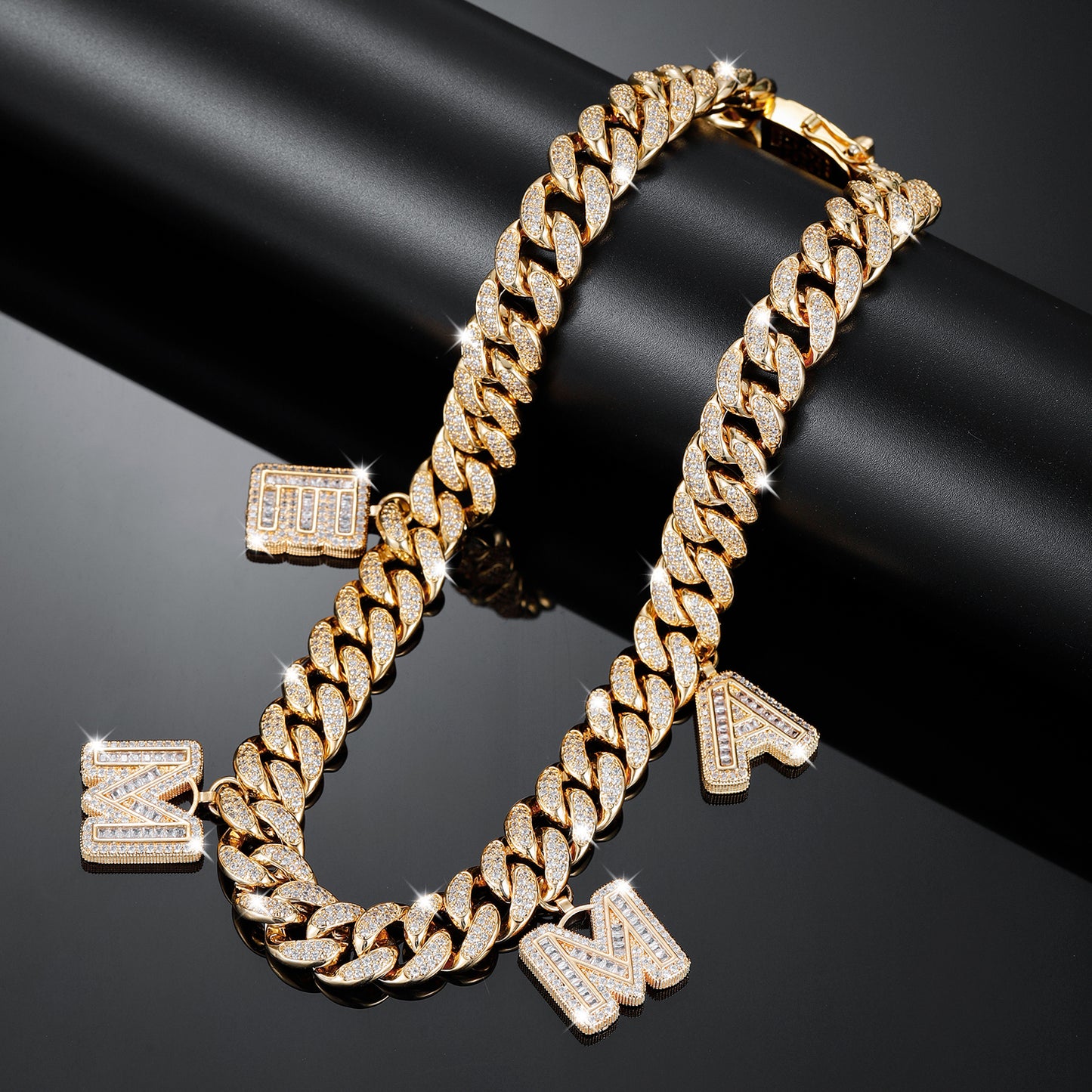 Miami Cuban Link With Letters Necklac QN325