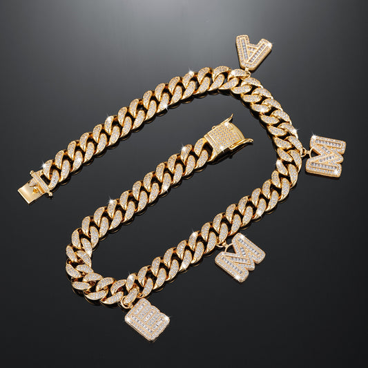 Miami Cuban Link With Letters Necklac QN325