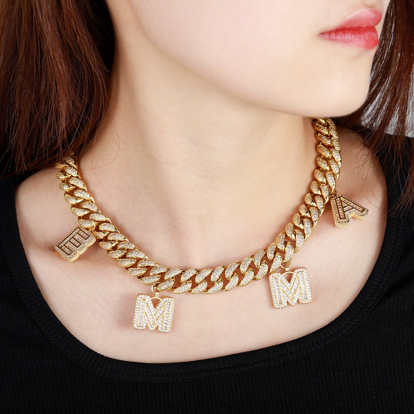 Miami Cuban Link With Letters Necklac QN325