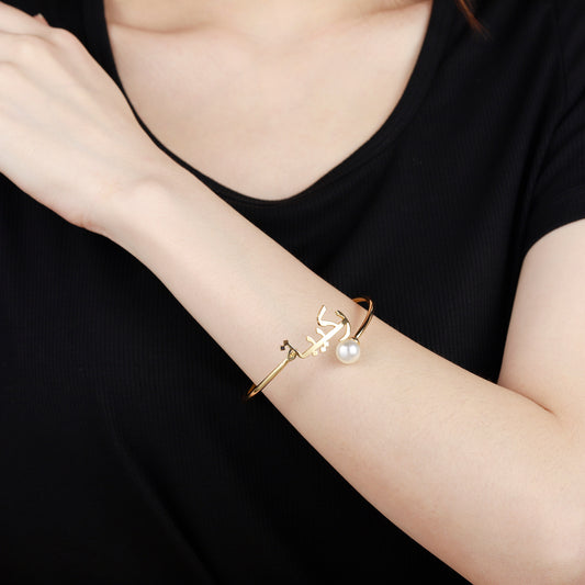 Pearl Bangle Personalized Arabic Bracelets  QB332