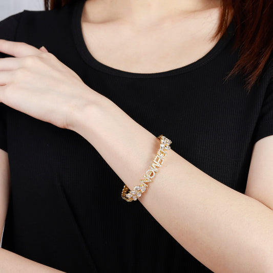 Zircon Name Bracelet Customized Crystal Letter Bracelets QB336