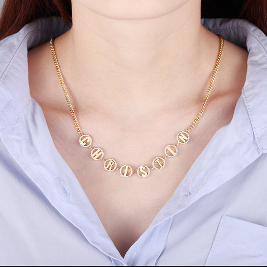 Collier Prénom Diamant Rond QN328