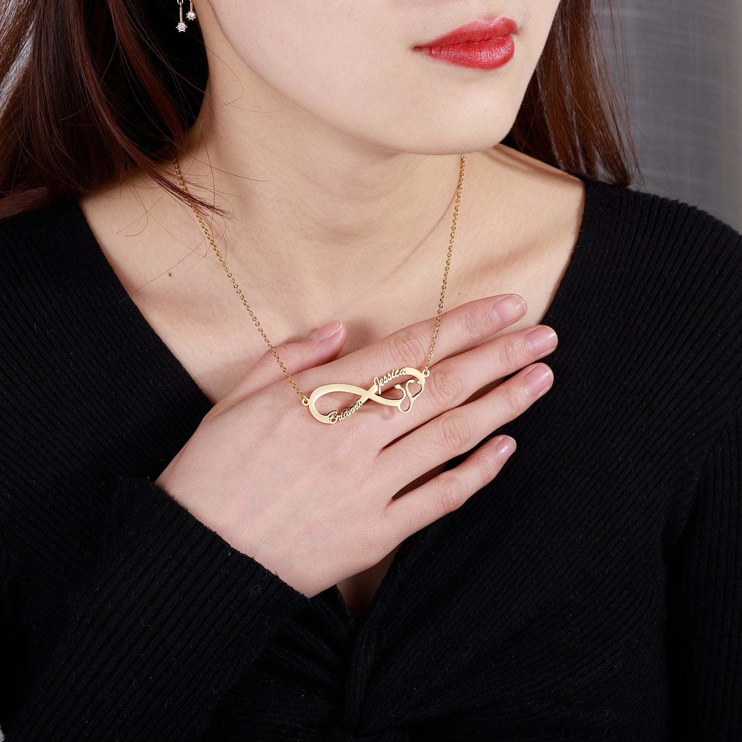 Stethoscope Infinite loop Name Necklace QN569