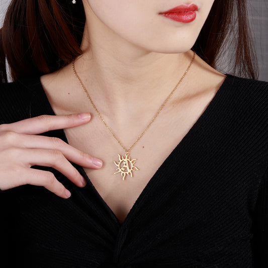 Sun Initial Retro Letter Necklace SN597