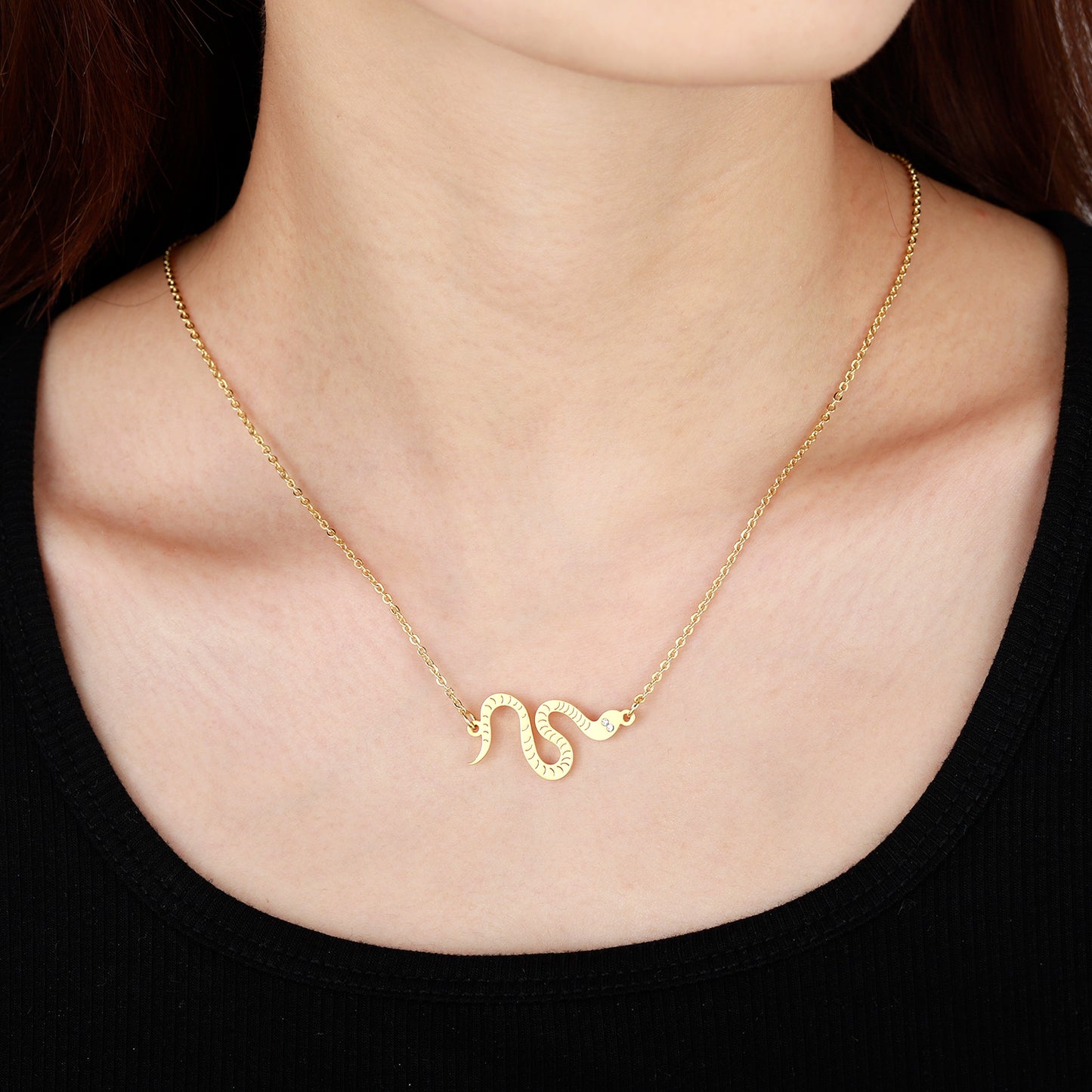 Fashion Gold Snake Necklace QN434