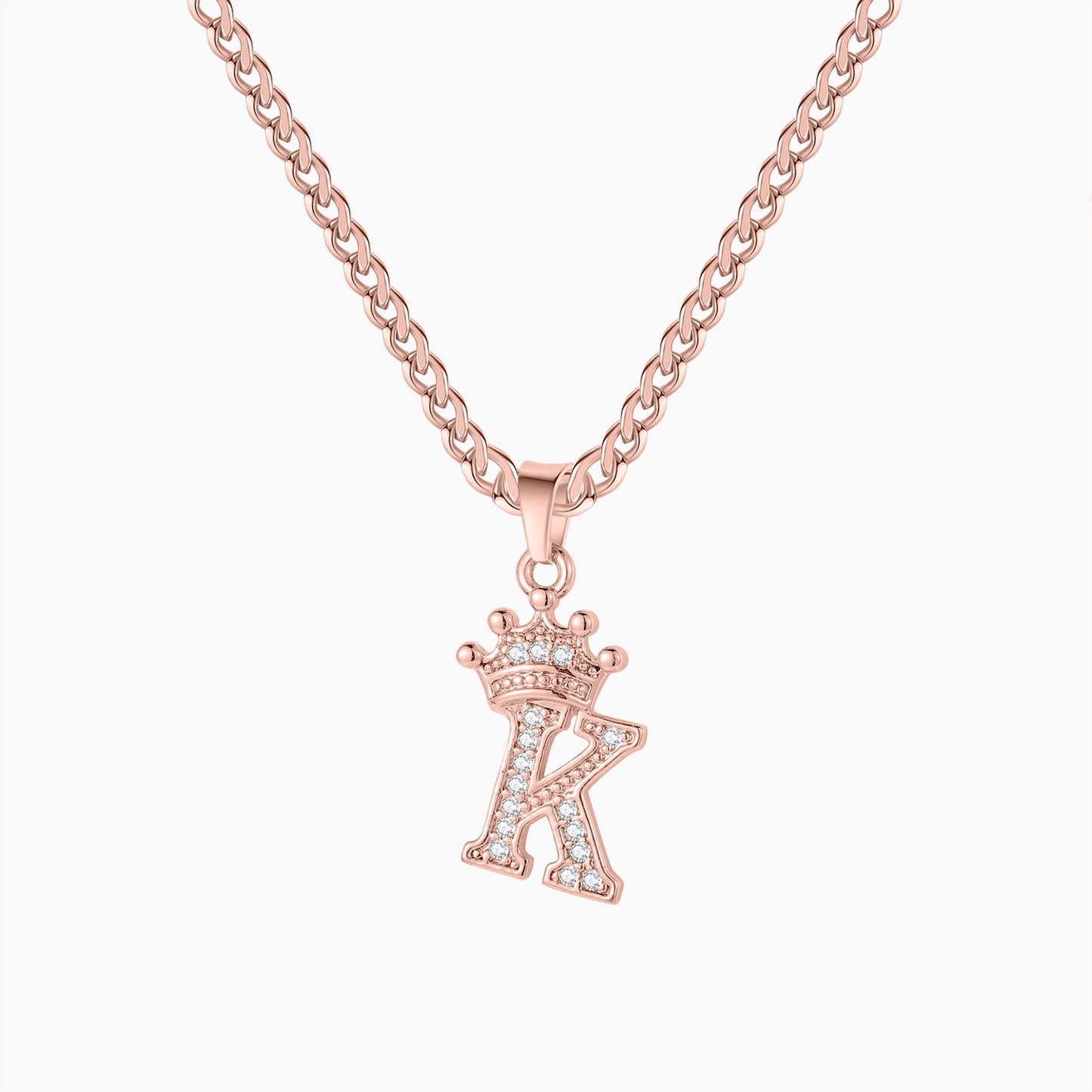 Copper Zircon AZ Crown Alphabet Pendant QN525
