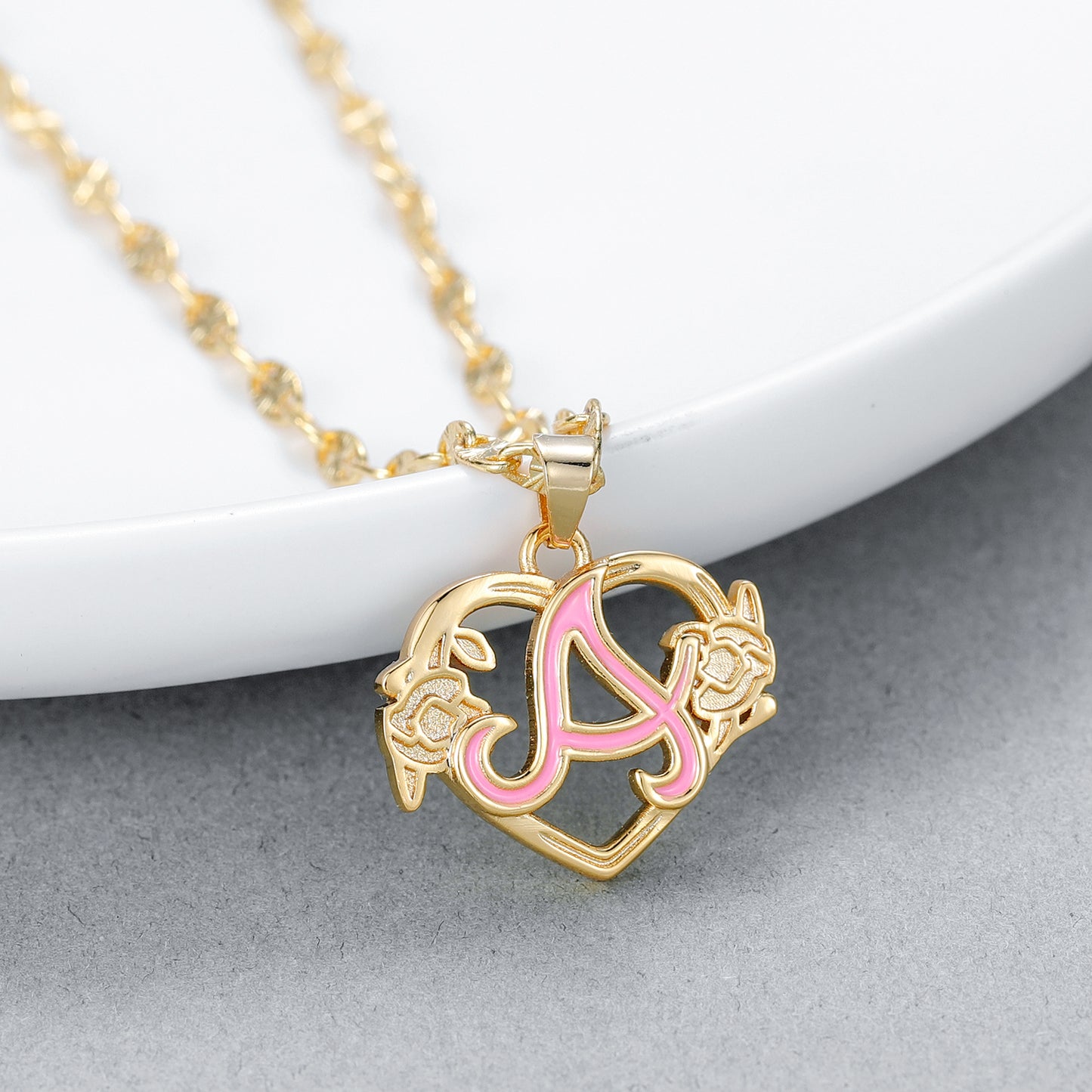Peach Blossom Letter Necklace QN496